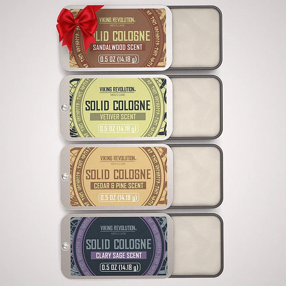 4 Pack Mens Solid Colognes Men 0.5 Oz - Men Solid Perfume with Cedar Wood, Clary