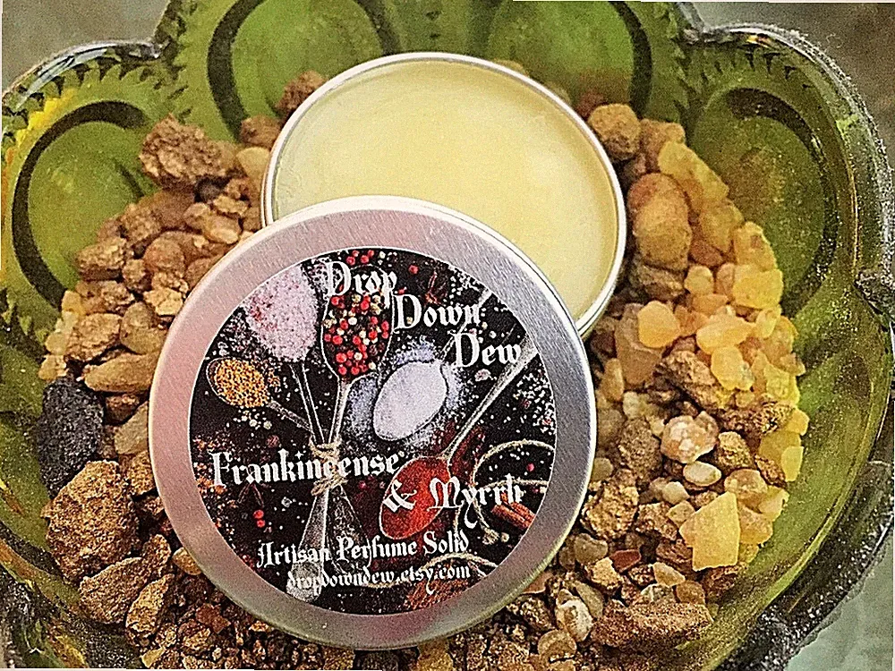 Frankincense & Myrrh Perfume Solid, Perfume Balm, Aromatherapy, Essential Oils
