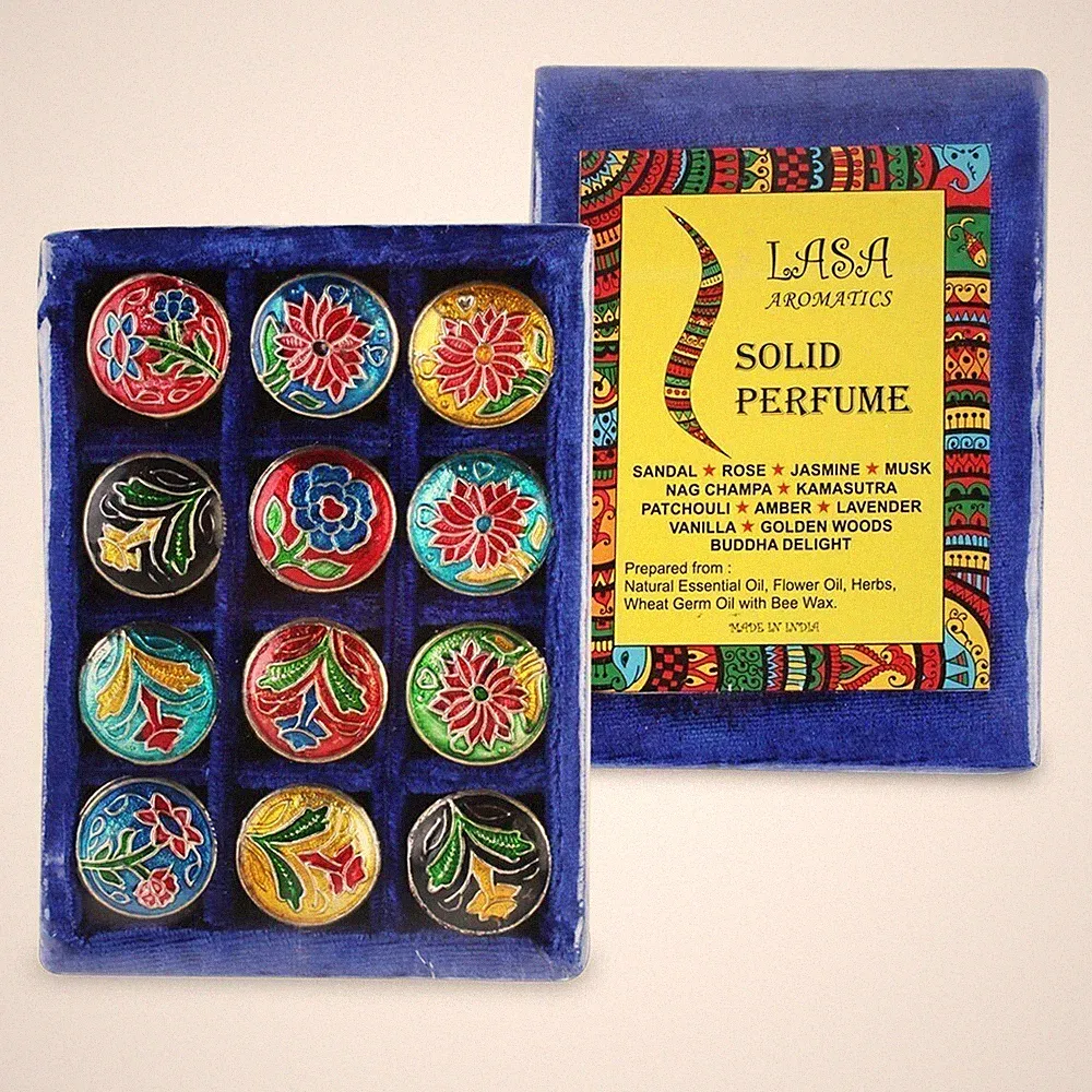 Lasa Aromatic Natural Solid Perfume Oil Long Lasting 12 Bottle Fragrance Each 4g