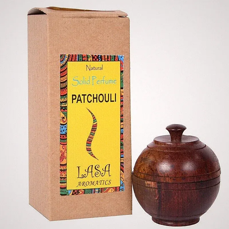 Lasa Patchouli Natural Solid Perfume And Long Lasting Fragrance In Wooden Jar
