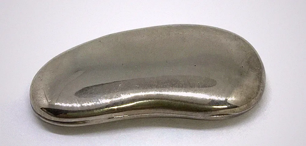 VINTAGE SILVER TONE BEAN Solid Perfume Purse Compact Elsa Peretti for Halston